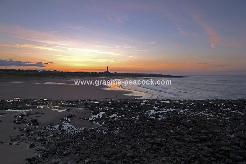 Sunset over Longsands beach, Tynemouth, Tyne and Wear