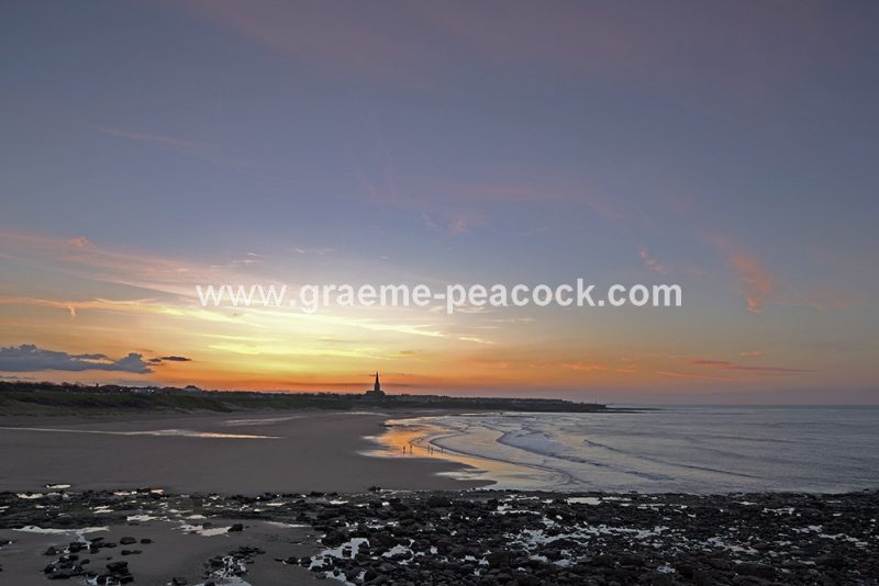 Sunset over Longsands beach, Tynemouth, Tyne and Wear