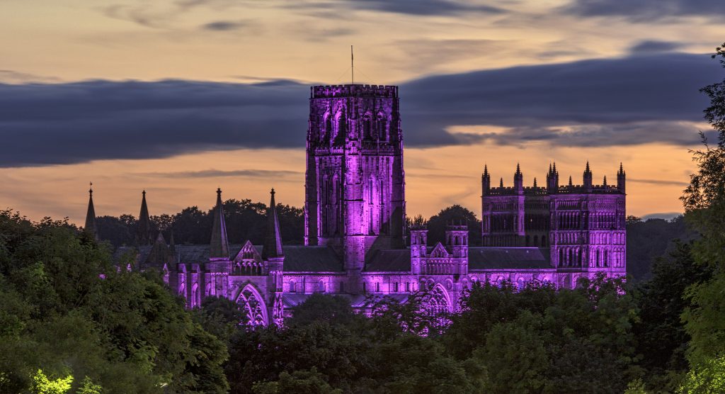 Durham Cathedral at night, Durham City, County Durham, England